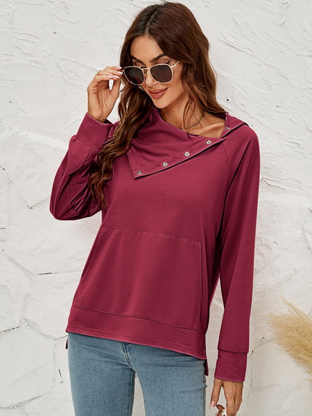 Raglan Sleeve Slit High-Low Sweatshirt