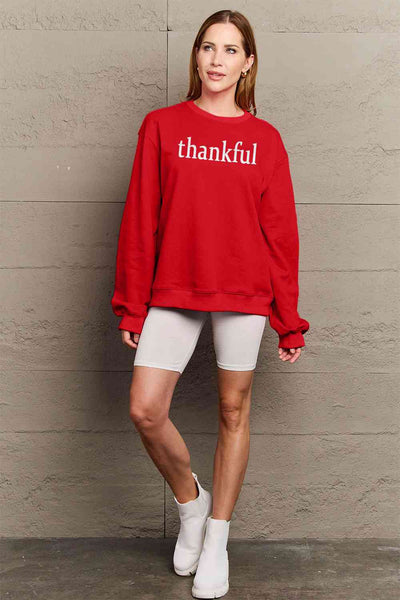 Simply Love Full Size THANKFUL Graphic Sweatshirt