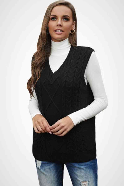 Solid Cable Knit Vest