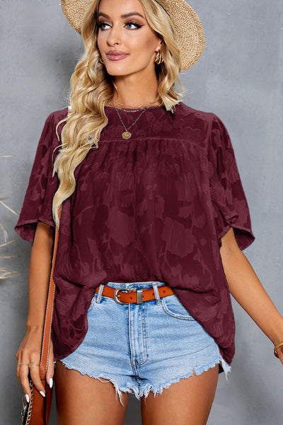 Applique Half  Flutter Sleeve Top