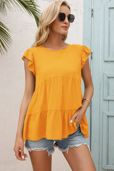 Ruffle Shoulder Tiered Top