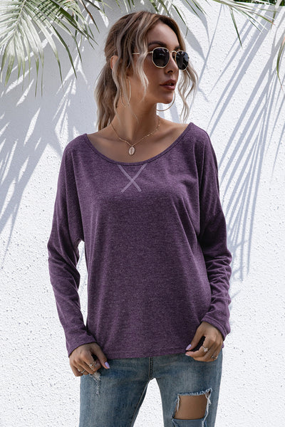 Batwing Sleeve Boat Neck Top