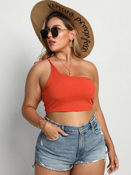 Plus Size One-Shoulder Crop Top