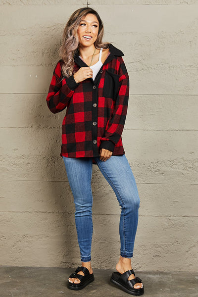 Heimish Make It Last Full Size Contrast Plaid Shacket