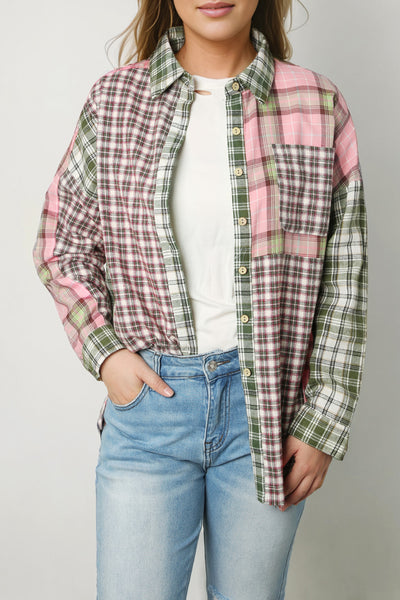 Plaid Button Down Collared Shirt