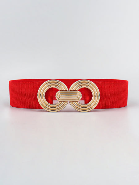 Geometric Buckle Elastic Wide Belt