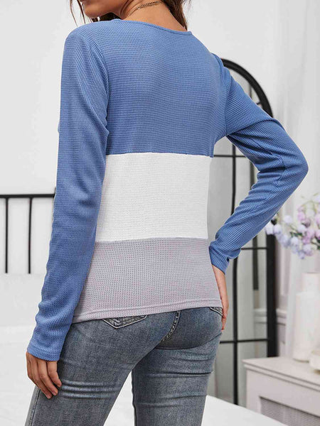 Color Block Long Sleeve Top