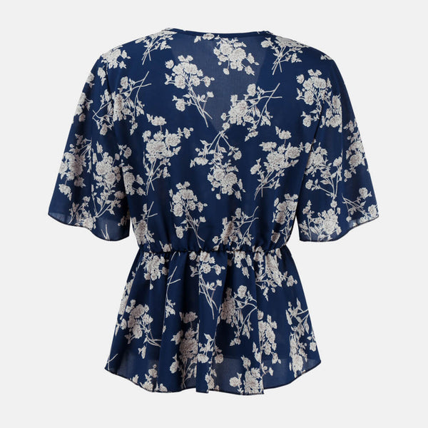 Floral V-Neck Peplum Blouse