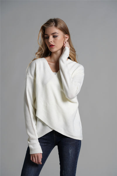 Tulip Hem Surplice Knit Sweater