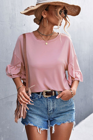 Flare Sleeve Round Neck Tee