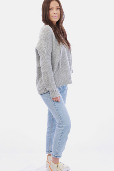 Lace Up Solid Shaker Knit Sweater