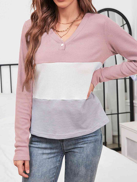 Color Block Long Sleeve Top