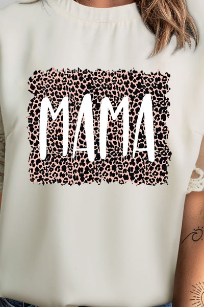 Embroidery Round Neck Short Sleeve MAMA Graphic Blouse