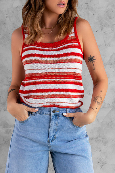 Striped Scoop Neck Knit Tank