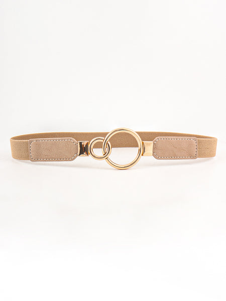 Double Ring Buckle Elastic PU Belt