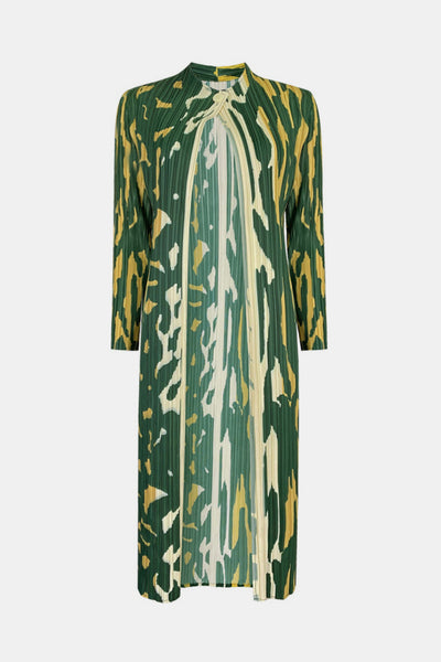 Printed Accordion Pleated One-Button Kimono