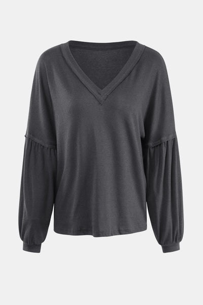 Bishop Sleeve V-Neck Top