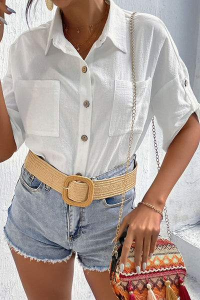 Roll-Tab Sleeve Shirt with Pockets