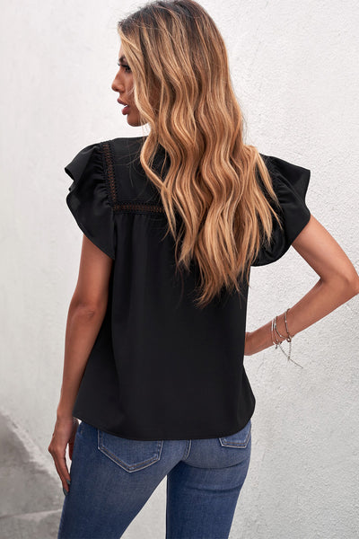 Ruffled Crewneck Sleeveless Blouse