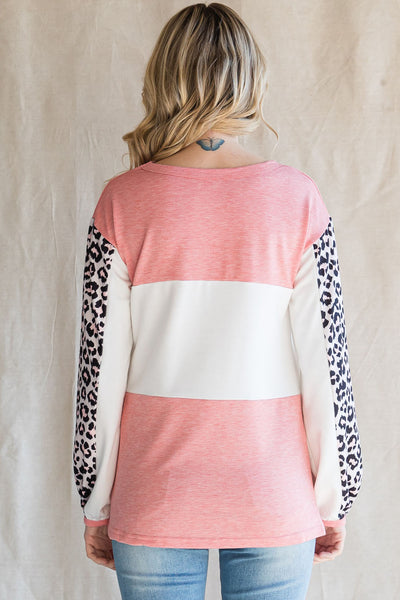 Leopard Color Block Top