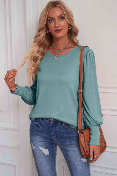 Round Neck Puff Sleeve T-Shirt