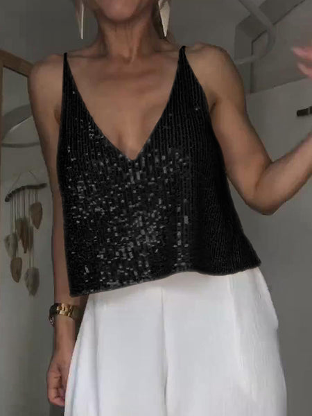 Sequin Deep V Tank