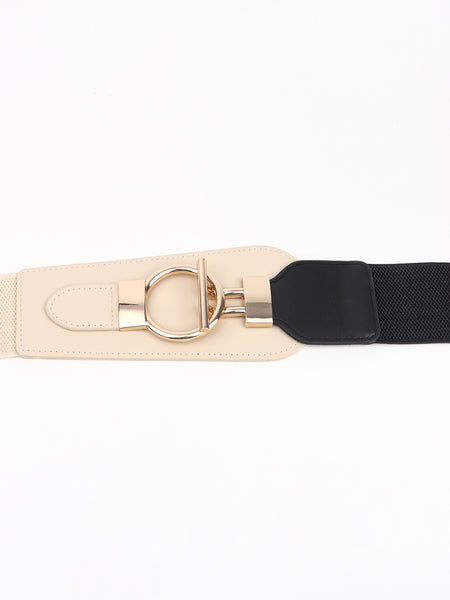 PU Elastic Wide Belt with Alloy Buckle