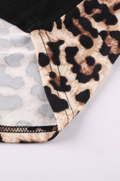 Contrast Leopard V-Neck Pocket Blouse