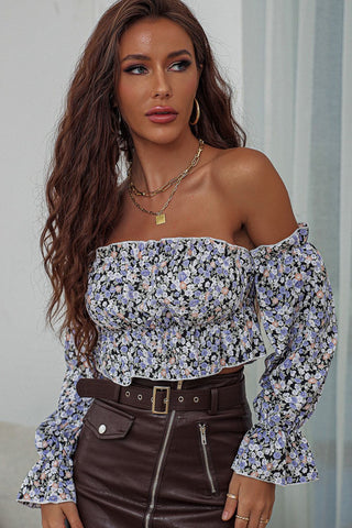 Floral Off-Shoulder Ruffled Blouse