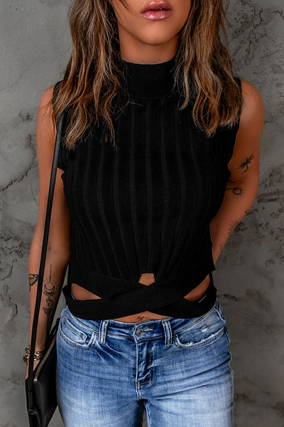 Crisscross Ribbed Knit Tank Top