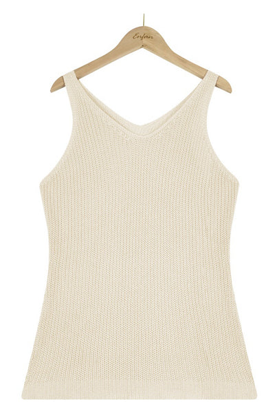 Sleeveless V-Neck Ribbed Top