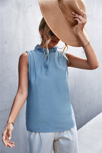 Frill Neck Sleeveless Top