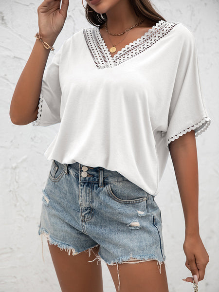 Openwork V-Neck T-Shirt