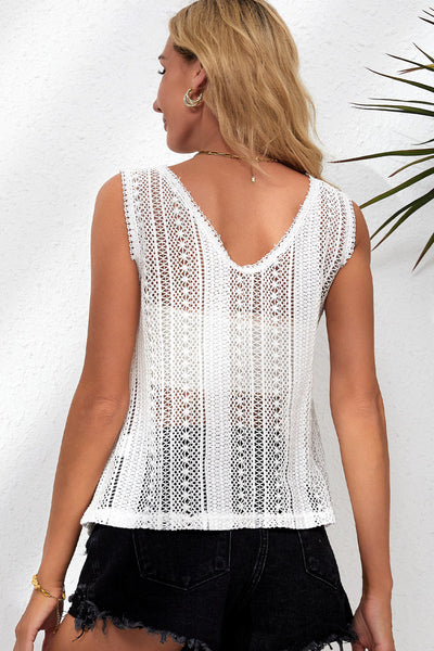 Crochet Deep V Openwork Tank