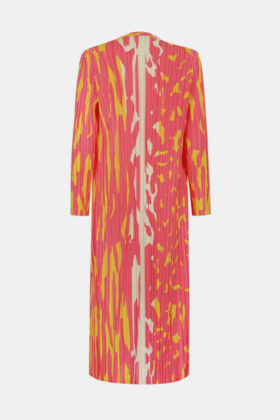 Printed Accordion Pleated One-Button Kimono