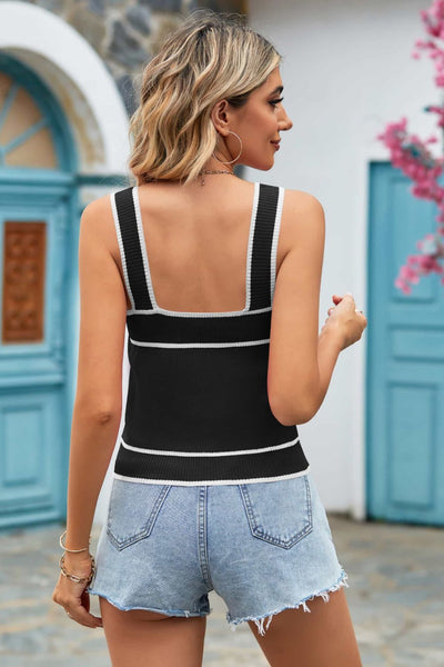 Contrast Square Neck Knit Tank