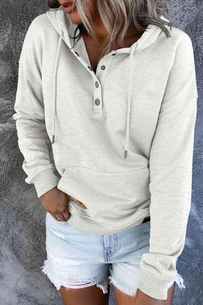 Dropped Shoulder Long Sleeve Hoodie with Pocket