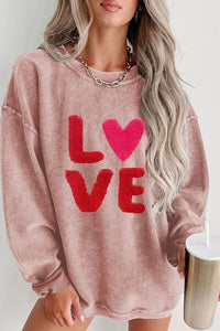 LOVE Round Neck Dropped Shoulder Sweatshirt