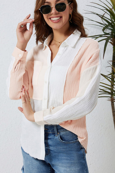 Color Block Dropped Shoulder Shirt