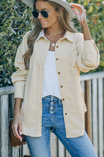 Corduroy Button-Up Pocket Shirt Jacket