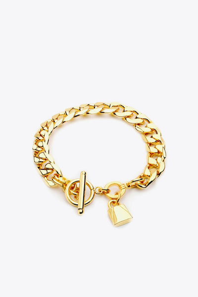 Lock Charm Toggle Clasp Bracelet