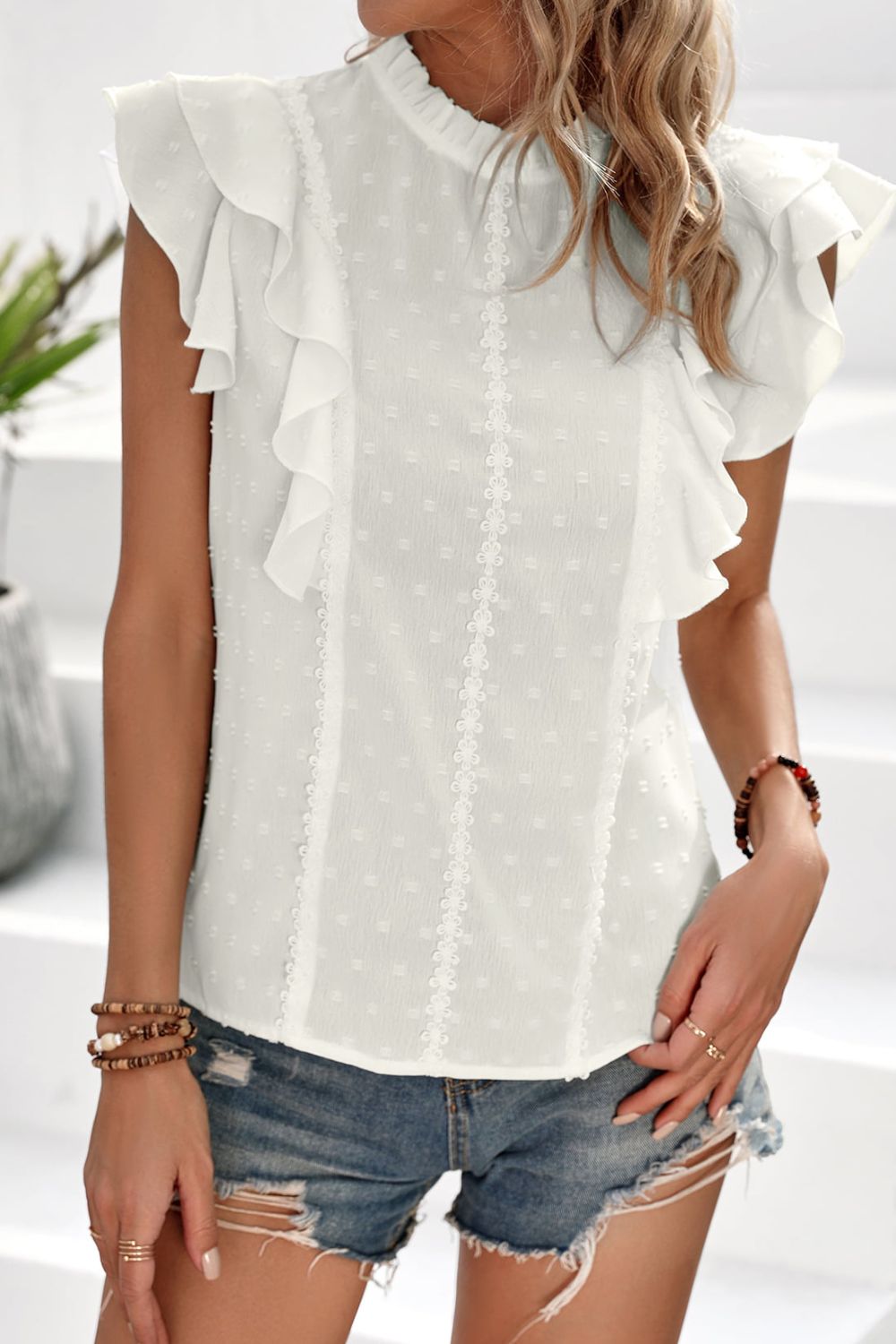 Layered Ruffle Round Neck Top