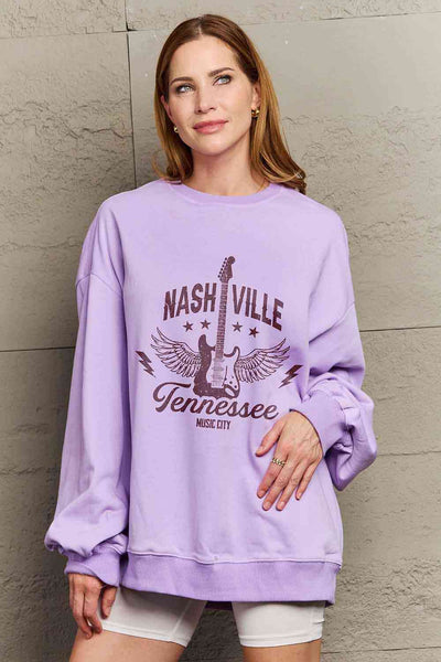 Simply Love Simply Love Full Size NASHVILLE TENNESSEE MUSIC CITY Graphic Sweatshirt