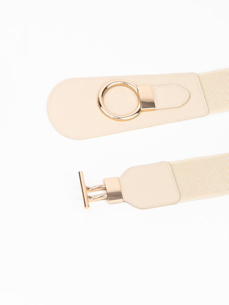 PU Elastic Wide Belt with Alloy Buckle