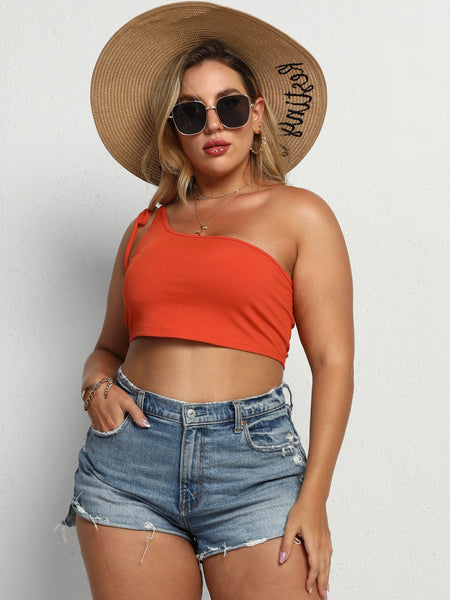 Plus Size One-Shoulder Crop Top