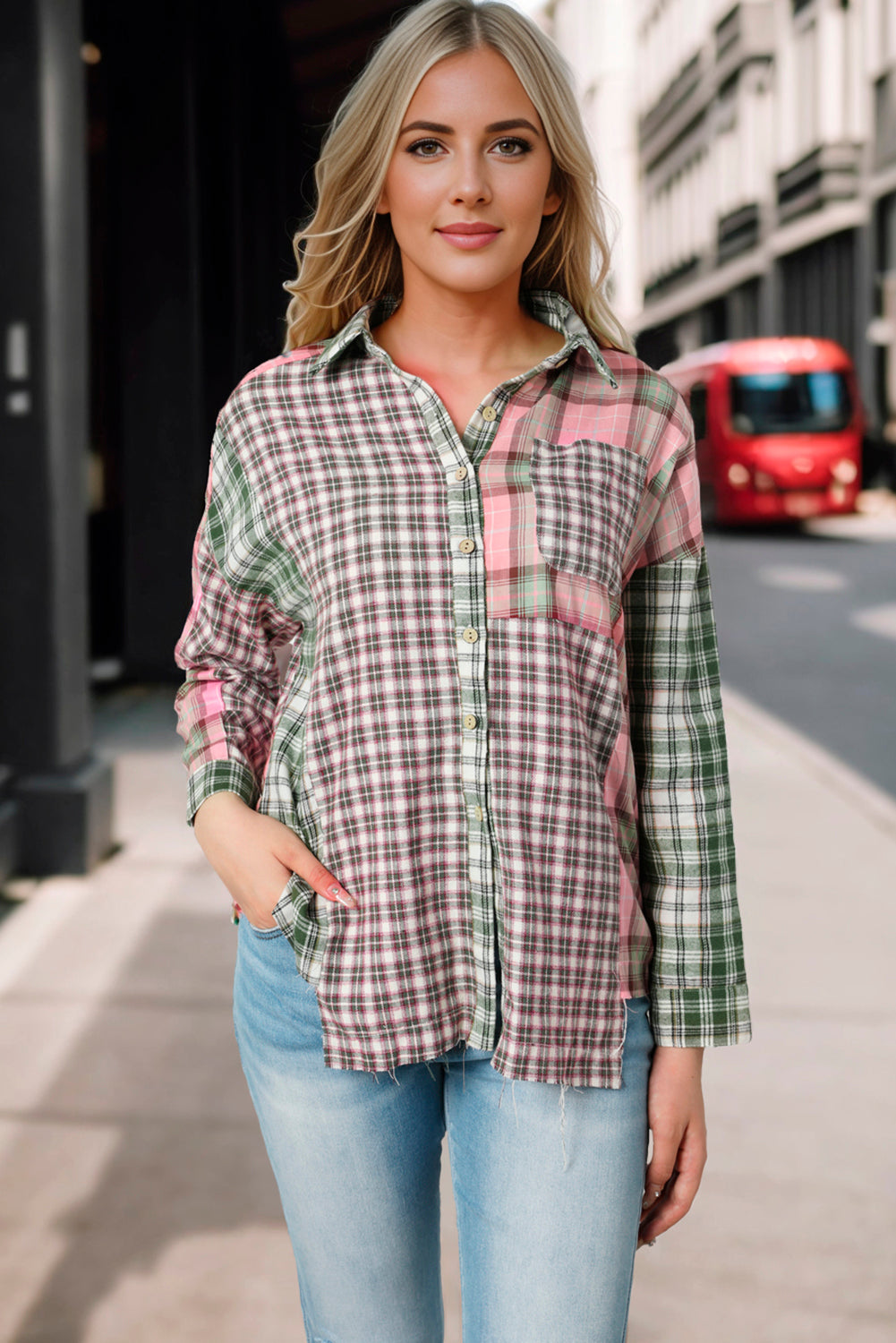 Plaid Button Down Collared Shirt