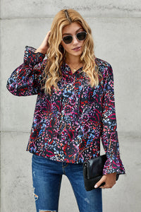 Split Neck Printed Blouse