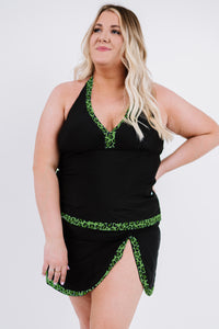 Plus Size Leopard Halter Neck Two-Piece Swimsuit