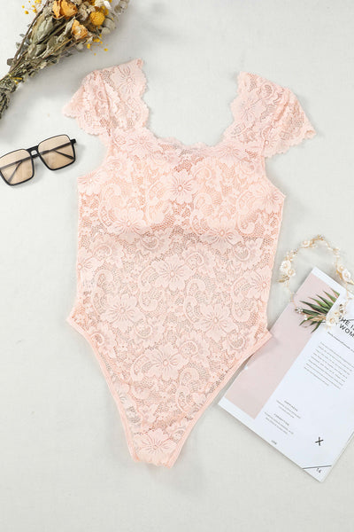 Ruched Sweetheart Neck Lace Bodysuit