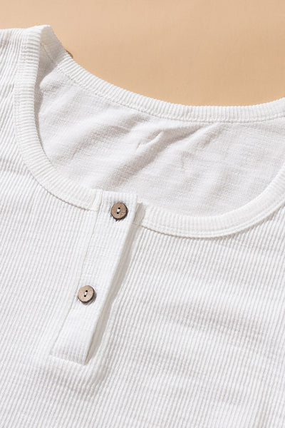 Henley Scoop Neck Ribbed Top